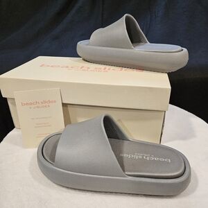 J SLIDES Gray Eva Squish Beach Slides Women's NIB Sizes Available 7, 8, & 9